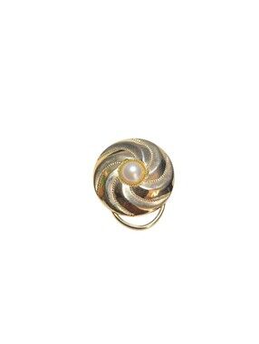 Vintage Goldtone Swirl Faux Pearl Scarf Clip